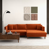 Blake L-Shaped Burnt Orange Velvet Right-Facing Sectional Sofa