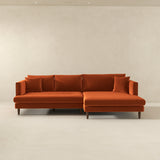 Blake L-Shaped Burnt Orange Velvet Right-Facing Sectional Sofa