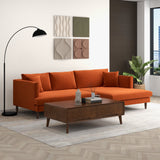 Blake L-Shaped Burnt Orange Velvet Right-Facing Sectional Sofa