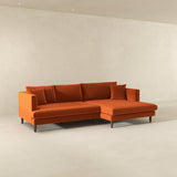 Blake L-Shaped Burnt Orange Velvet Right-Facing Sectional Sofa