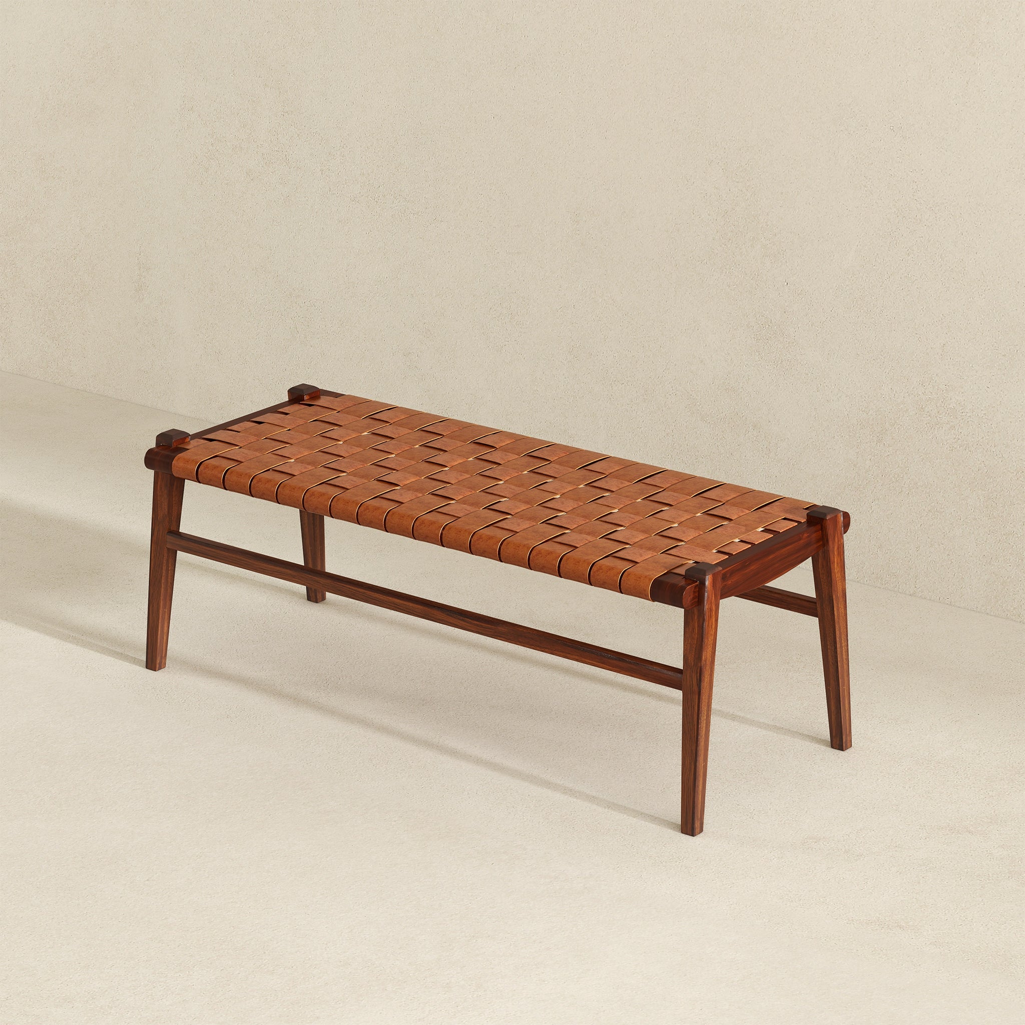 Cody Tan Leather Bench
