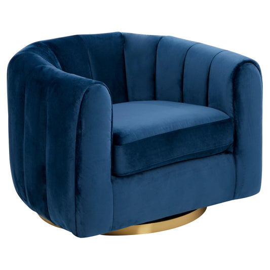 Cosey Navy Blue Velvet Swivel Chair