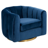Cosey Navy Blue Velvet Swivel Chair