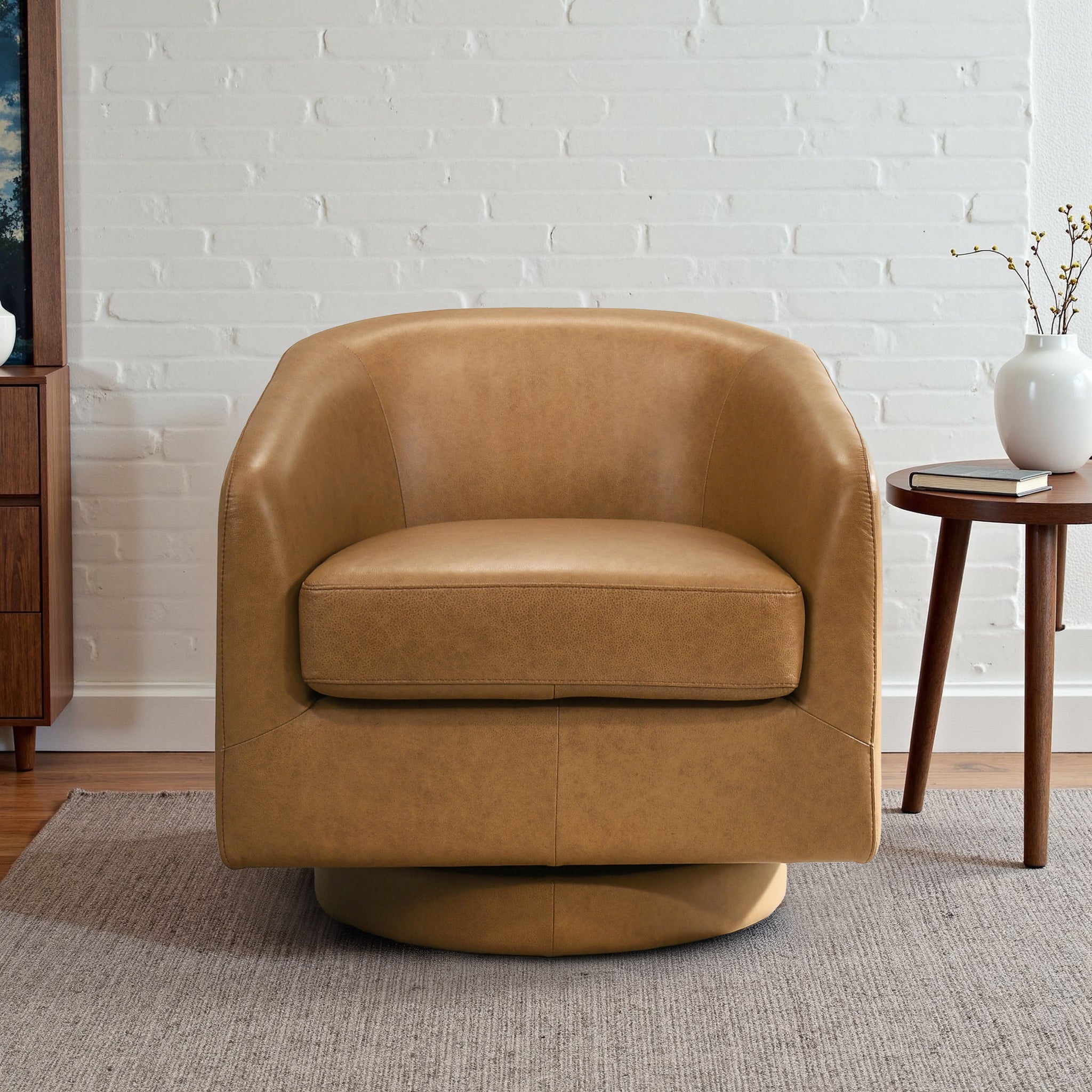 Danville Tan Leather Swivel Chair