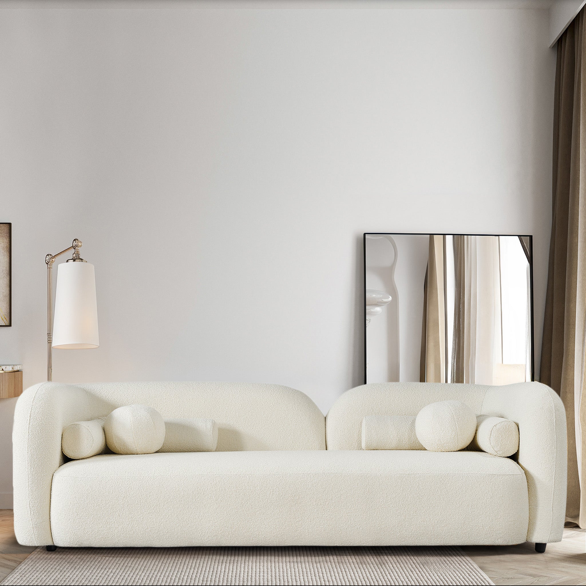 Donna Japandi Style Ivory Boucle Sofa
