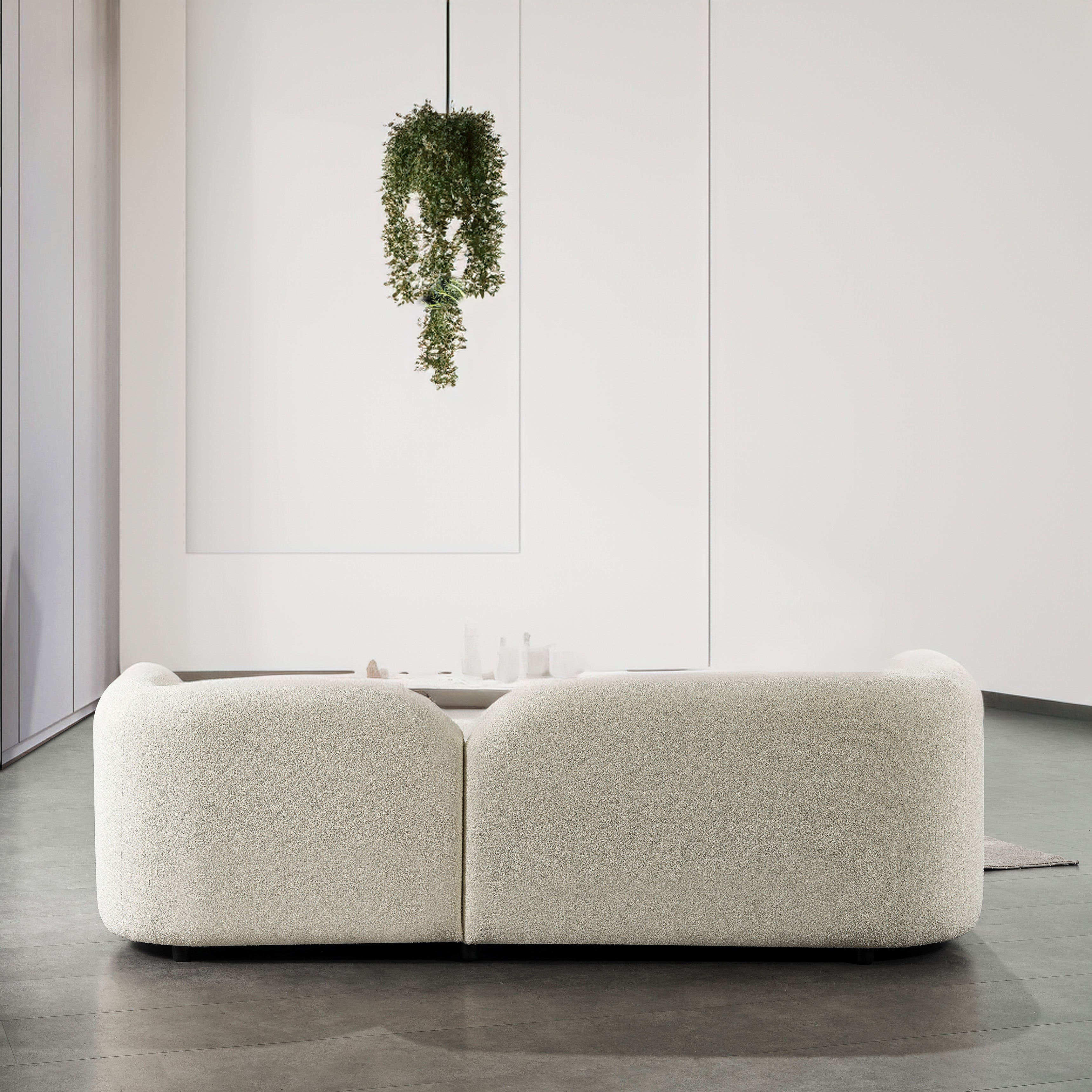 Donna Japandi Style Ivory Boucle Sofa