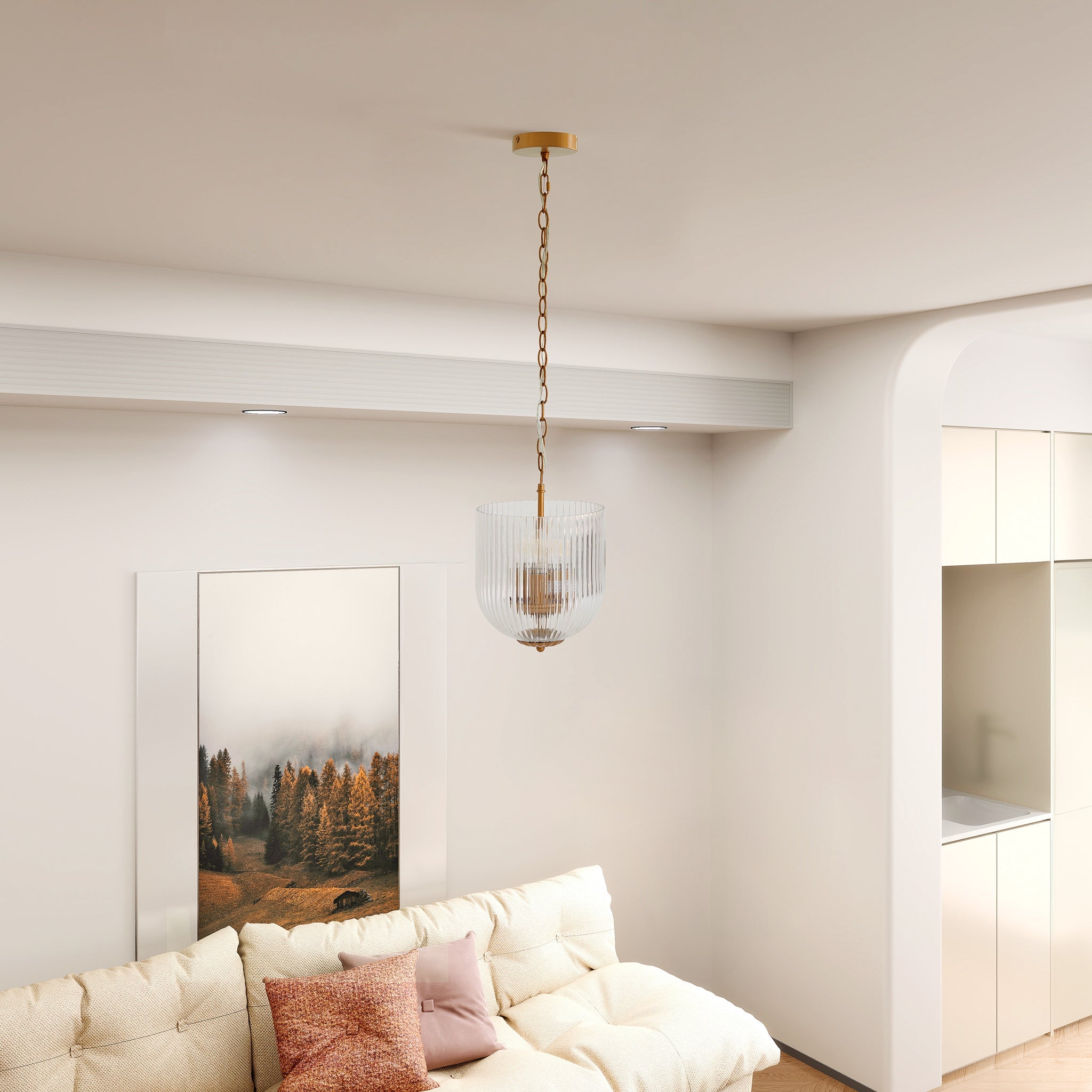 Garnet Pendant Lamp - Coarse Gold + Clear Glass