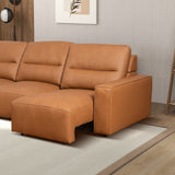 Grant Triple Power Convertible Cognac Leather Sofa