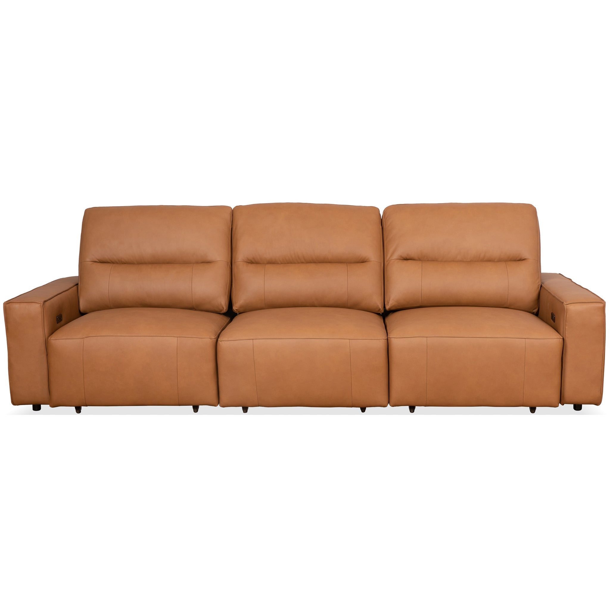 Grant Triple Power Convertible Cognac Leather Sofa