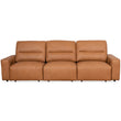 Grant Triple Power Convertible Cognac Leather Sofa