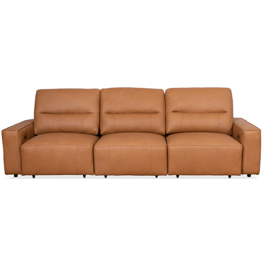 Grant Triple Power Convertible Cognac Leather Sofa