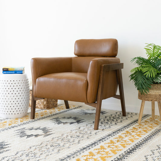 Kayson Tan Leather Lounge Chair