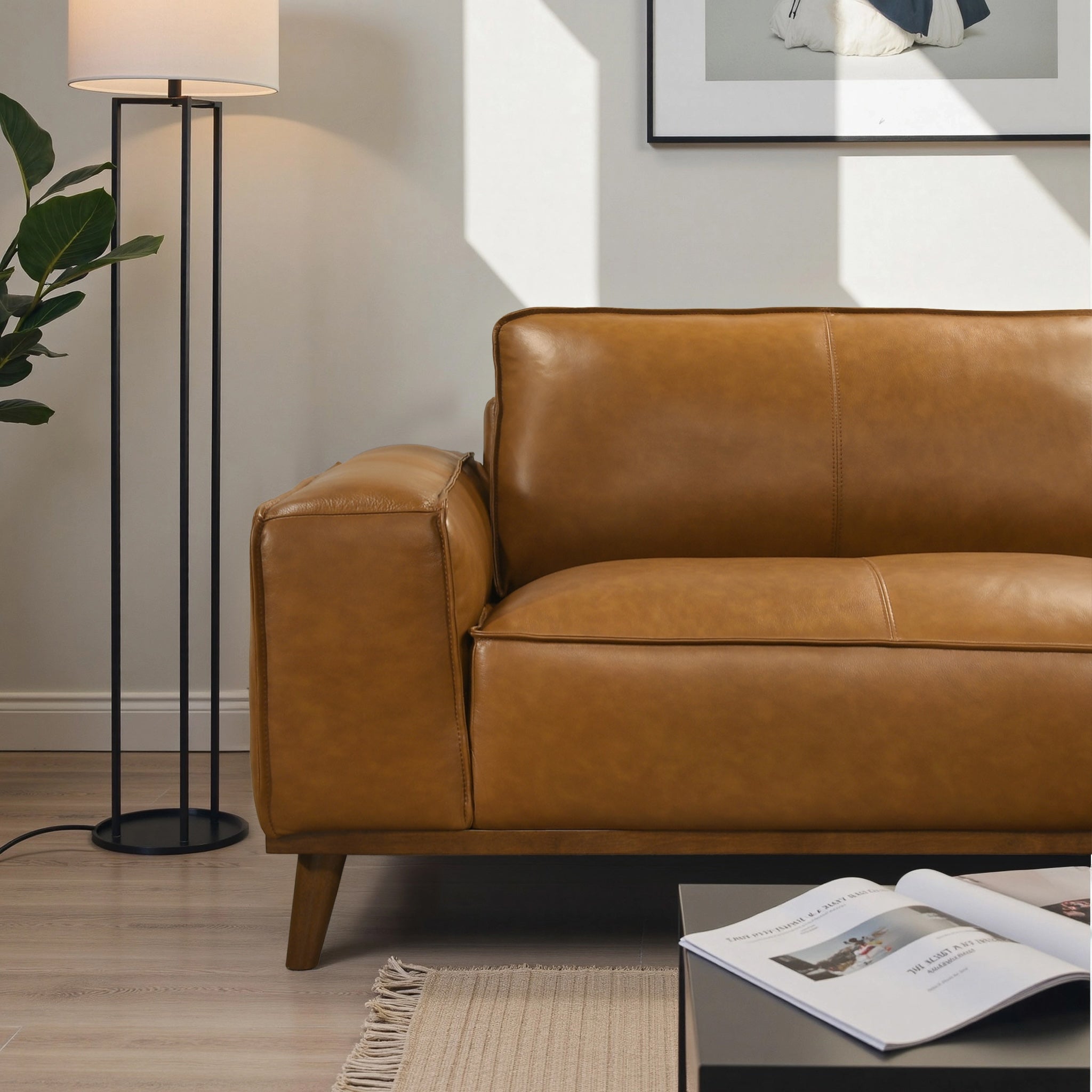 Kerrville Tan Leather Right Sectional Sofa