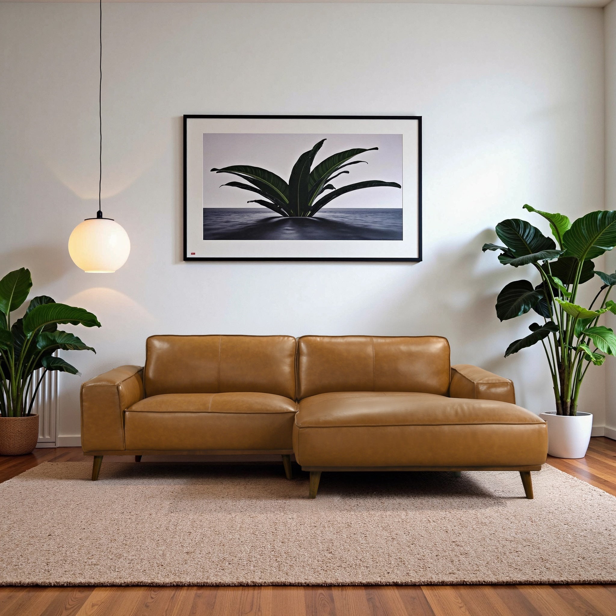 Kerrville Tan Leather Right Sectional Sofa