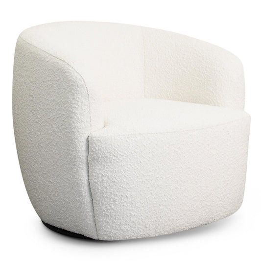 Mina White Boucle Swivel Chair