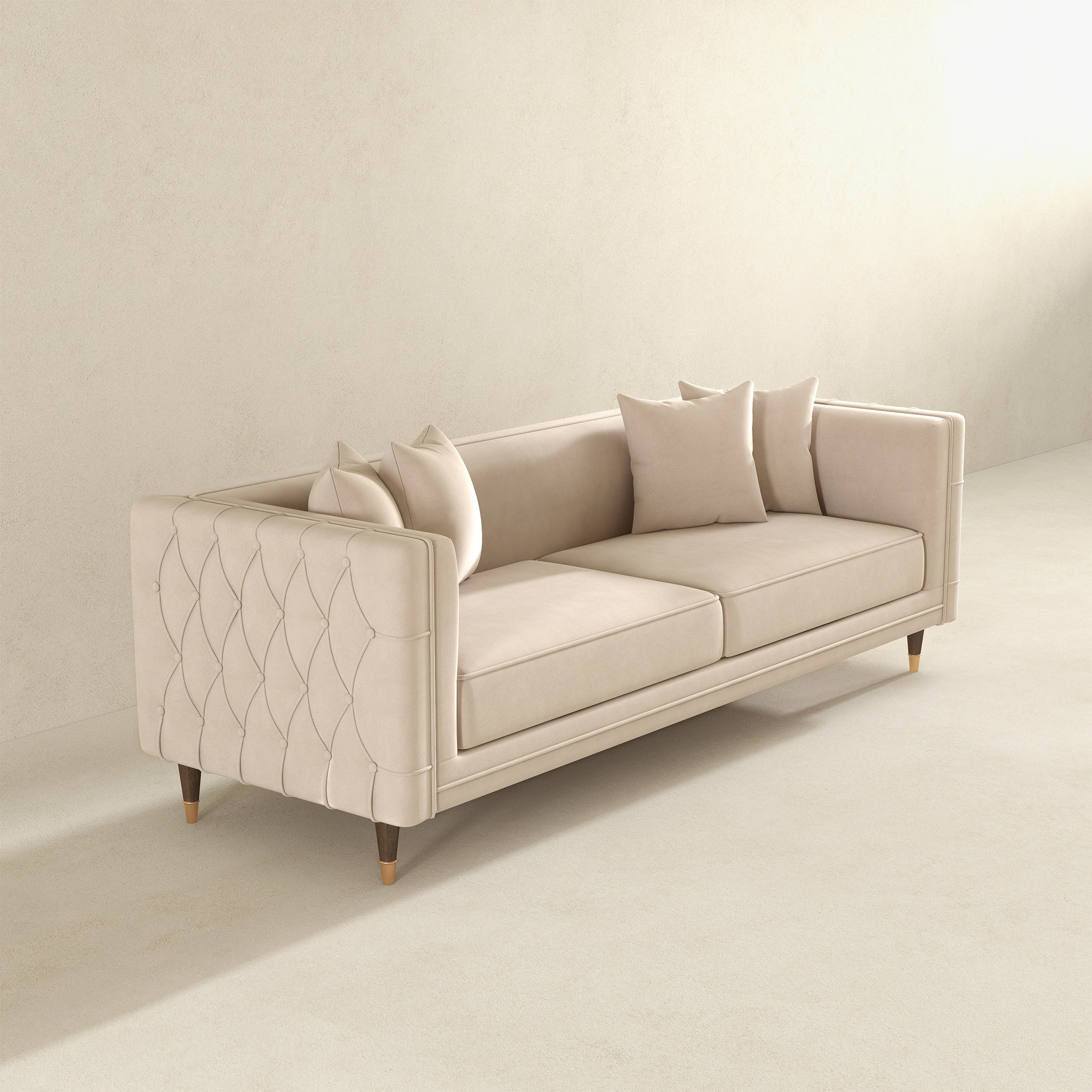 Nora Light Cream Velvet Sofa