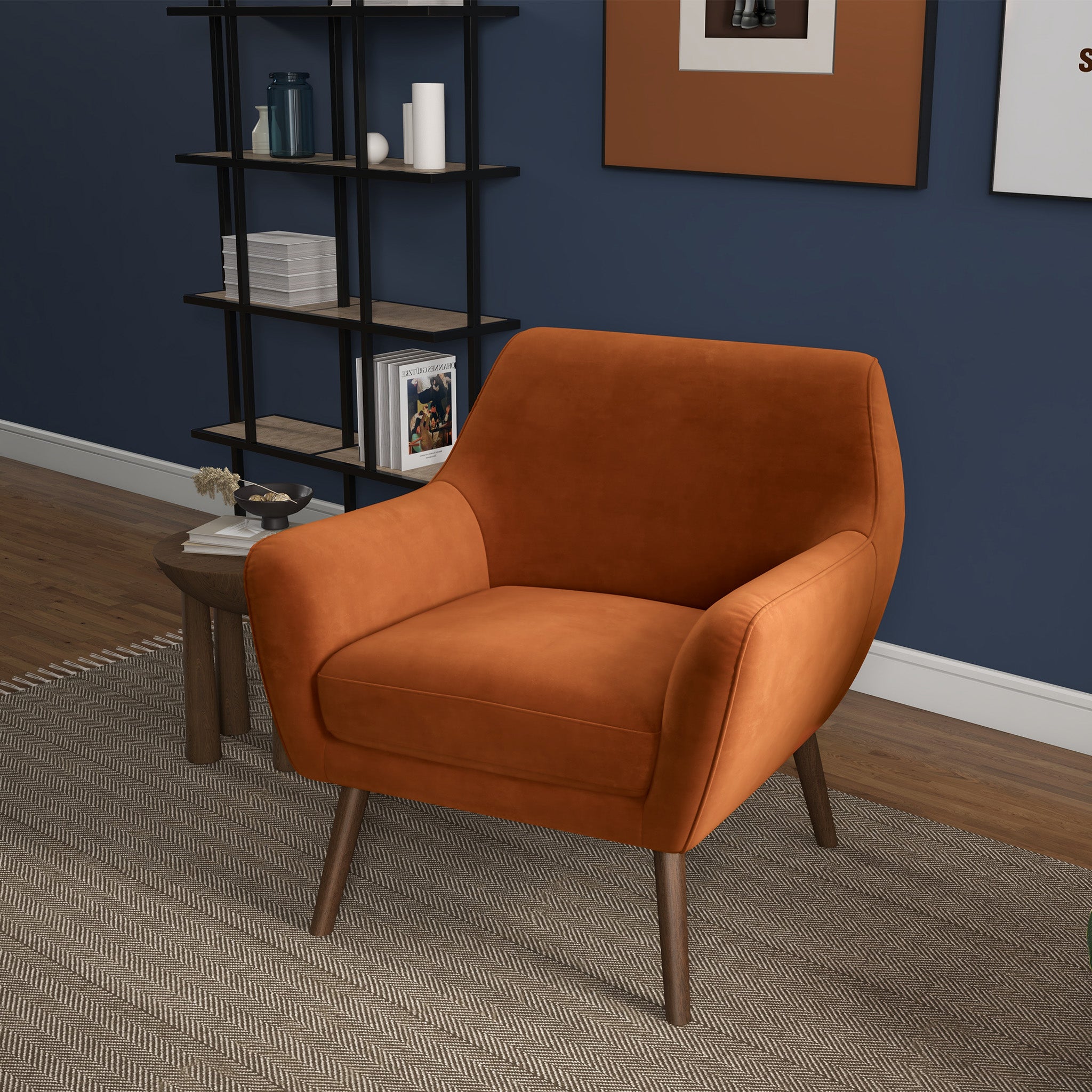 Panom Burnt Orange Velvet Lounge Chair