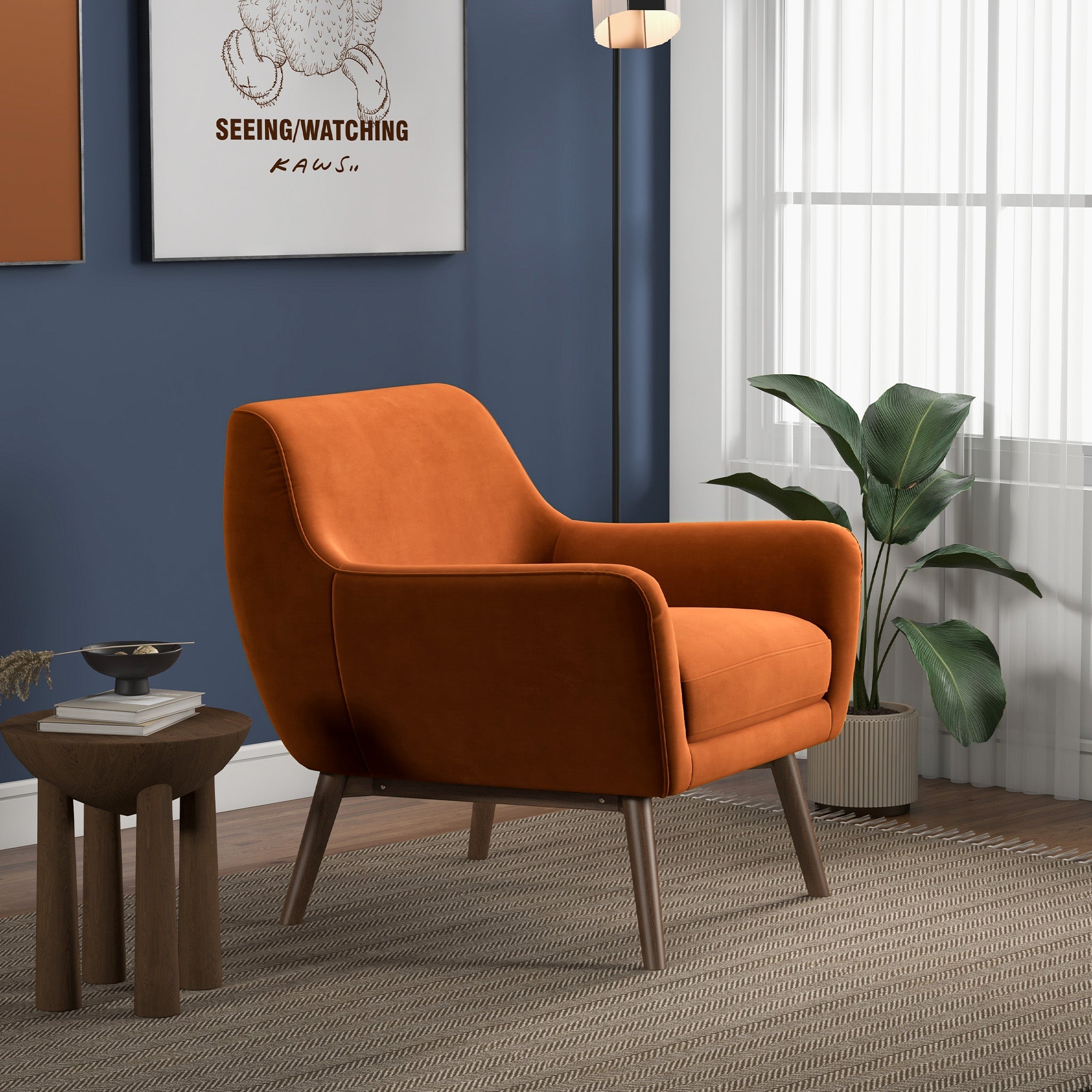 Panom Burnt Orange Velvet Lounge Chair