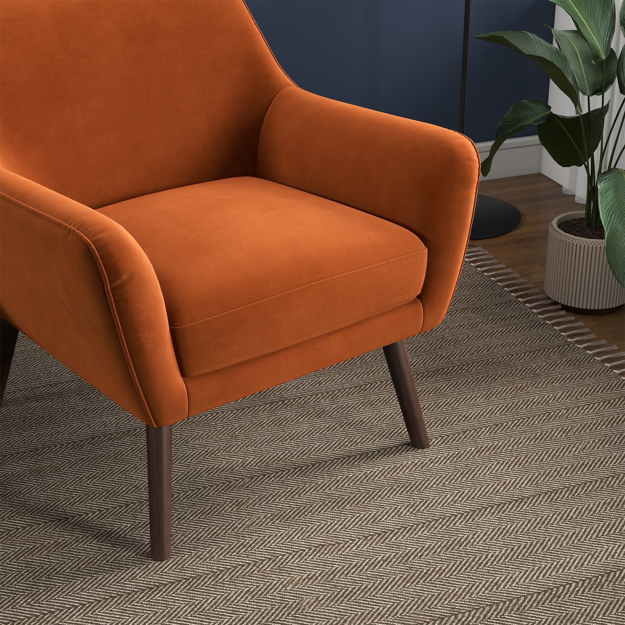 Panom Burnt Orange Velvet Lounge Chair