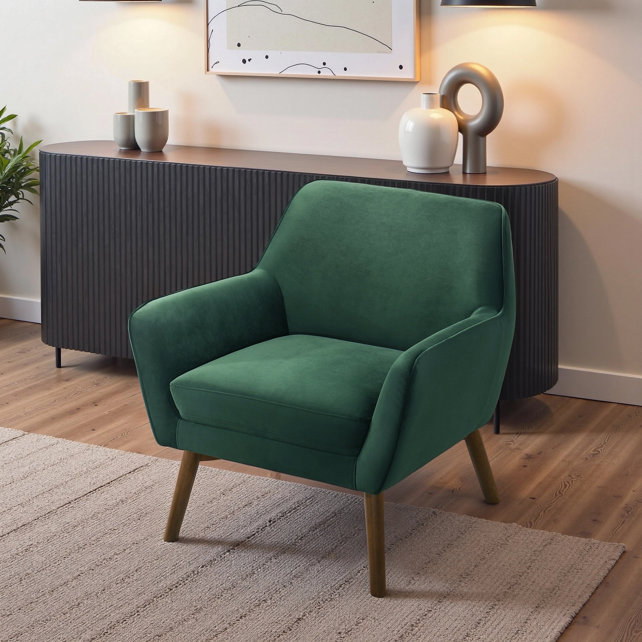 Panom Forest Green Velvet Lounge Chair