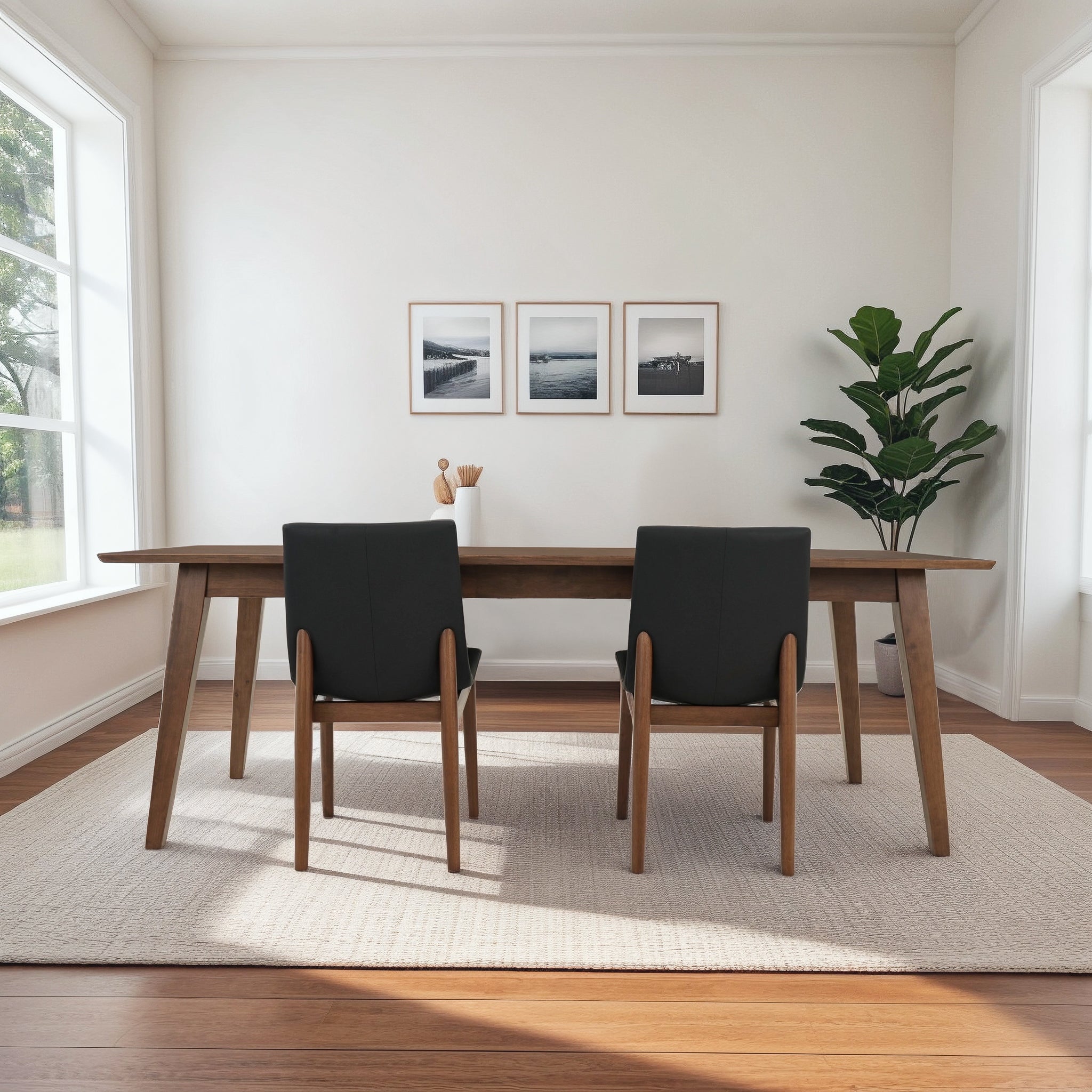 Ravel Easy-Clean Vegan Leather Mid-Century Modern Dining Chairs (Set of 2)
