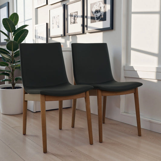 Ravel Easy-Clean Vegan Leather Mid-Century Modern Dining Chairs (Set of 2)