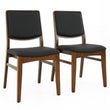 Cary Walnut Finished Solid Wood and Easy Clean Vegan Leather Upholstered Dining Chairs (Set of 2)