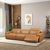 Urbana Triple PWR Tan Leather Recliner Sofa