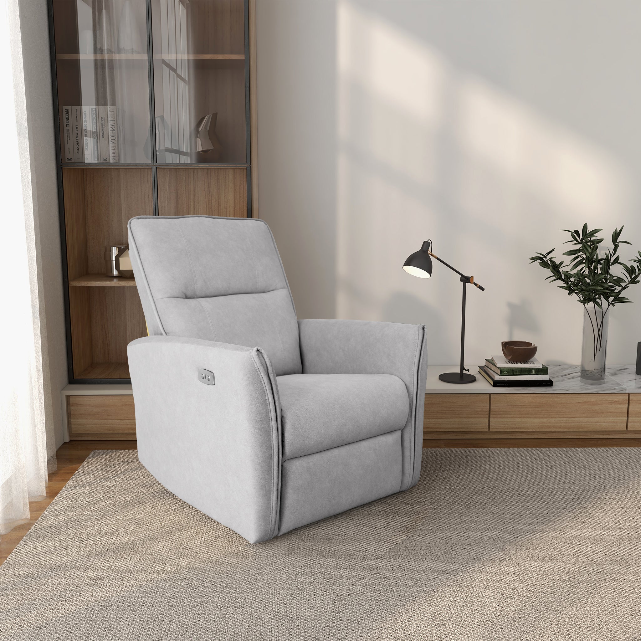 Asheville Grey Suede Recliner Chair