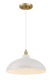 Astral Single Light White Pendant Lamp with Golder Brass Finish for Entrance Kitchen Island 14"D × 8"H