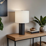 Aura Black Table Lamp with On/Off Switch Black Block Base