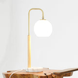 Auris White Globe Lampshade Table Lamp with Marble Base