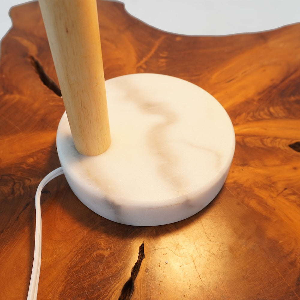 Auris White Globe Lampshade Table Lamp with Marble Base