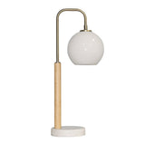 Auris White Globe Lampshade Table Lamp with Marble Base