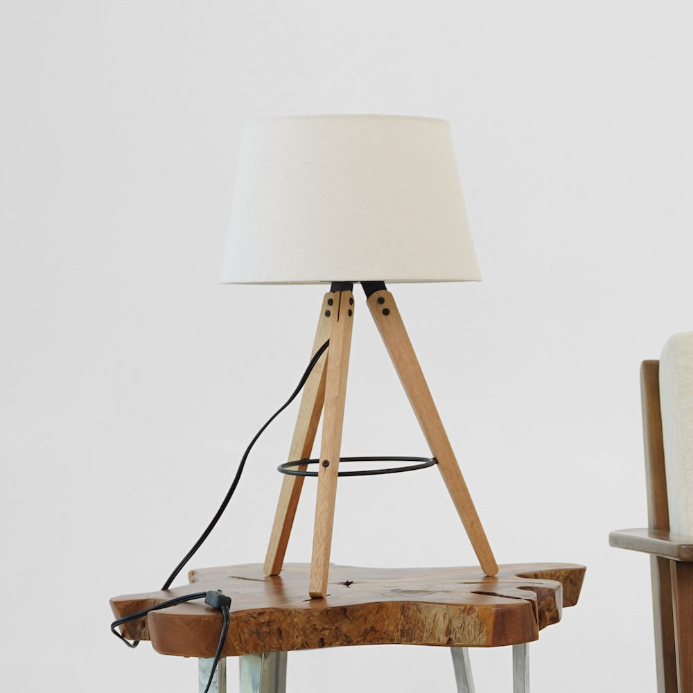 Birch Three Legged Wooden Bar Table Lamp - Natural