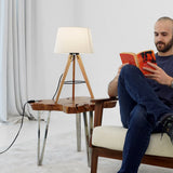 Birch Three Legged Wooden Bar Table Lamp - Natural