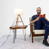 Birch Three Legged Wooden Bar Table Lamp - Natural