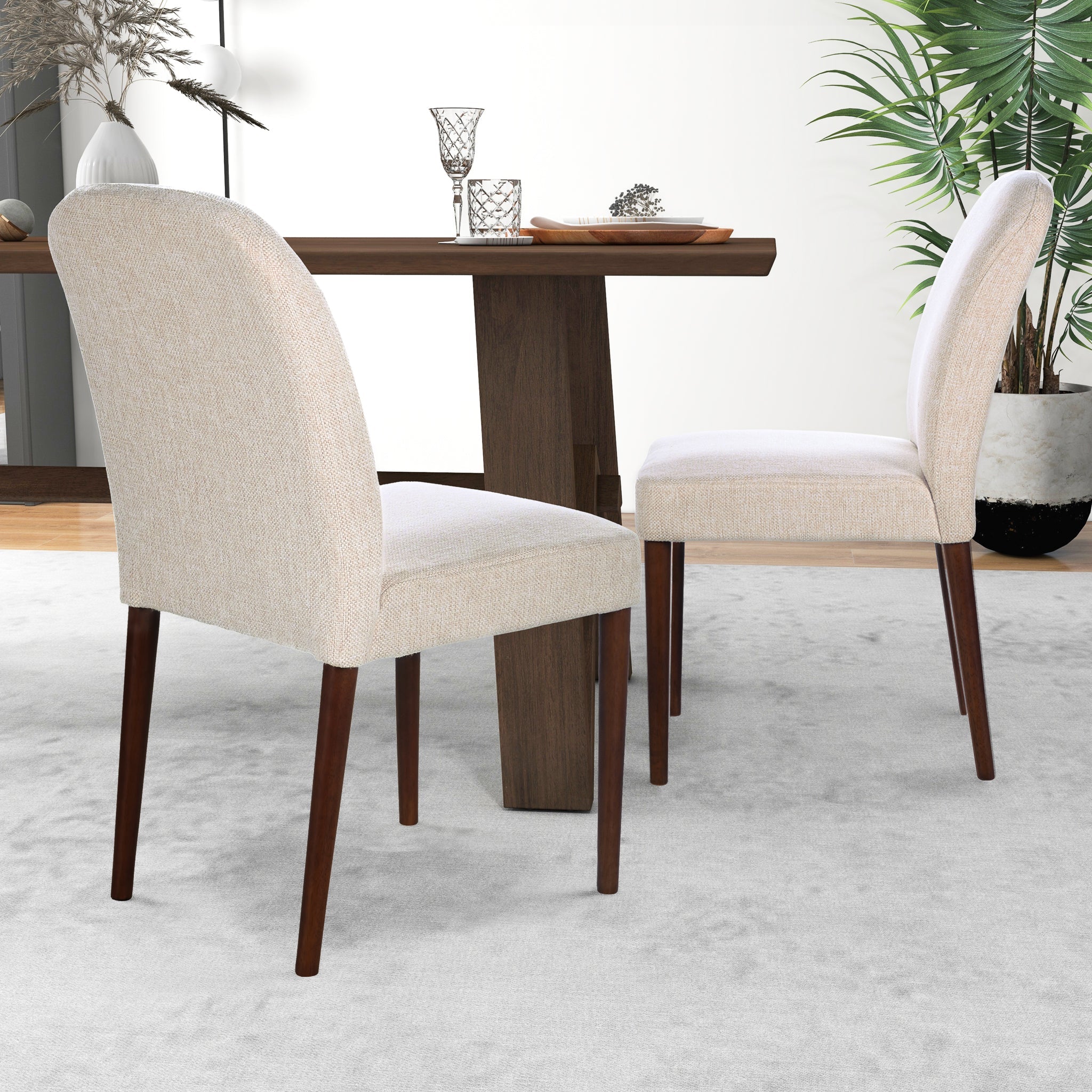 Capri Beige Fabric Dining Chair (Set Of 2)
