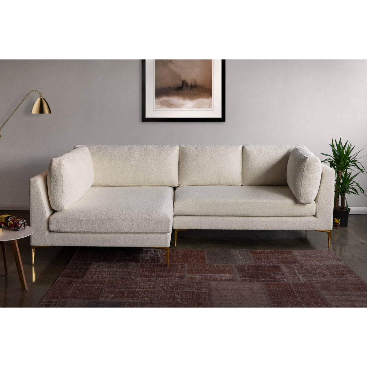 Chamberlain Sectional Sofa Left Chaise (Beige Boucle)