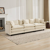 Cloud Sofa 3 Seats (Ottoman is not included), Modern Sectional Couch, for Living Room Bedroom and Apartment, Comfy Double Layer Upholstered Seat Cushion, Breathable Chenille Fabric, Beige,SW5013BG