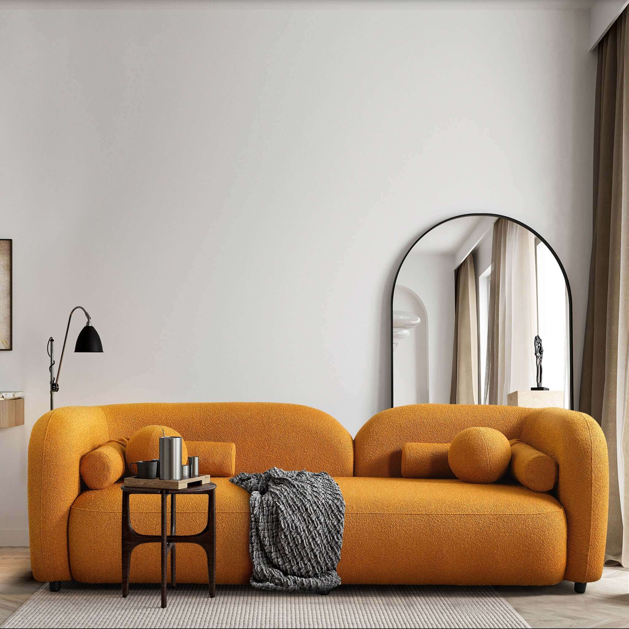 Donna Japandi Style Yellow Boucle Sofa
