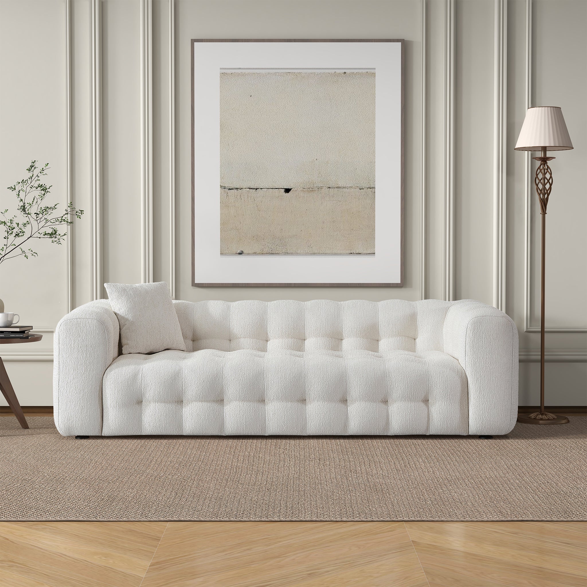 Eden Modern Tufted Chesterfield Cream Boucle Sofa