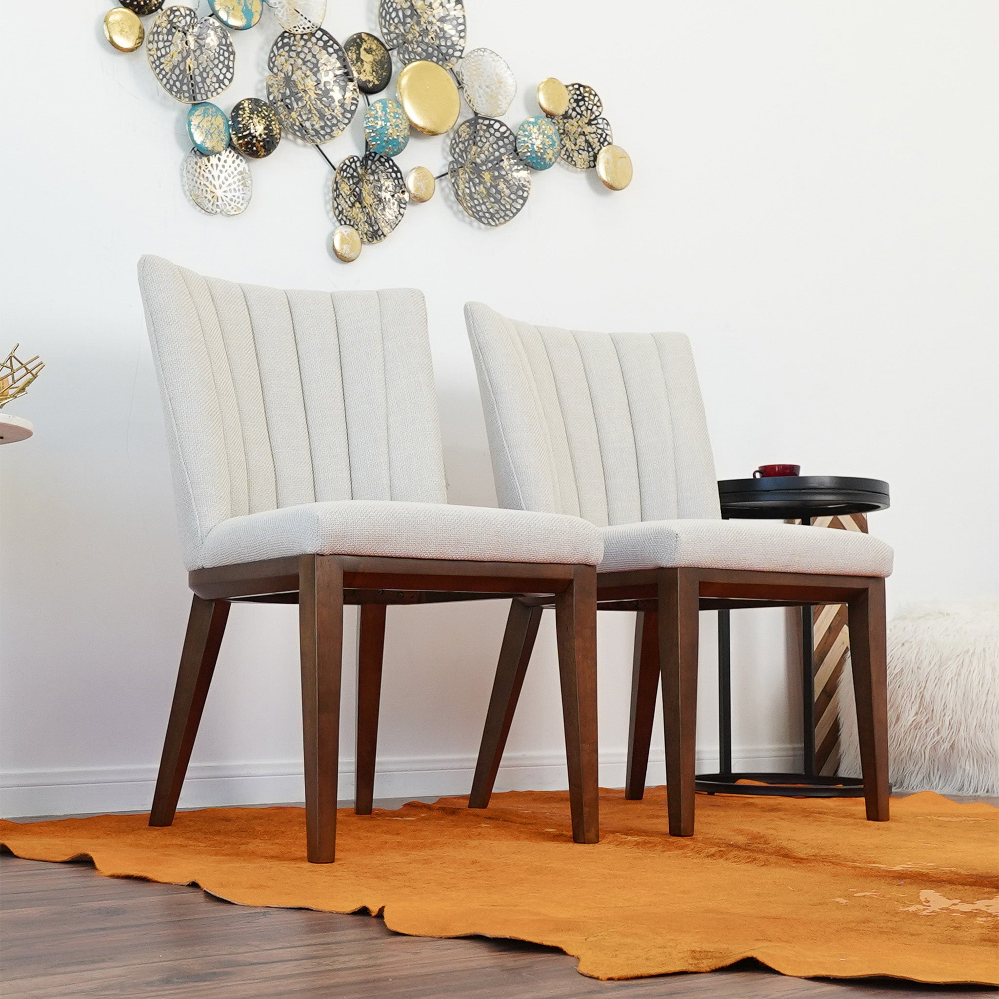 Elmwood Beige Fabric Dining Chair (Set Of 2)