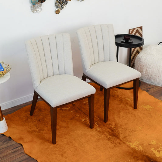 Elmwood Beige Fabric Dining Chair (Set Of 2)