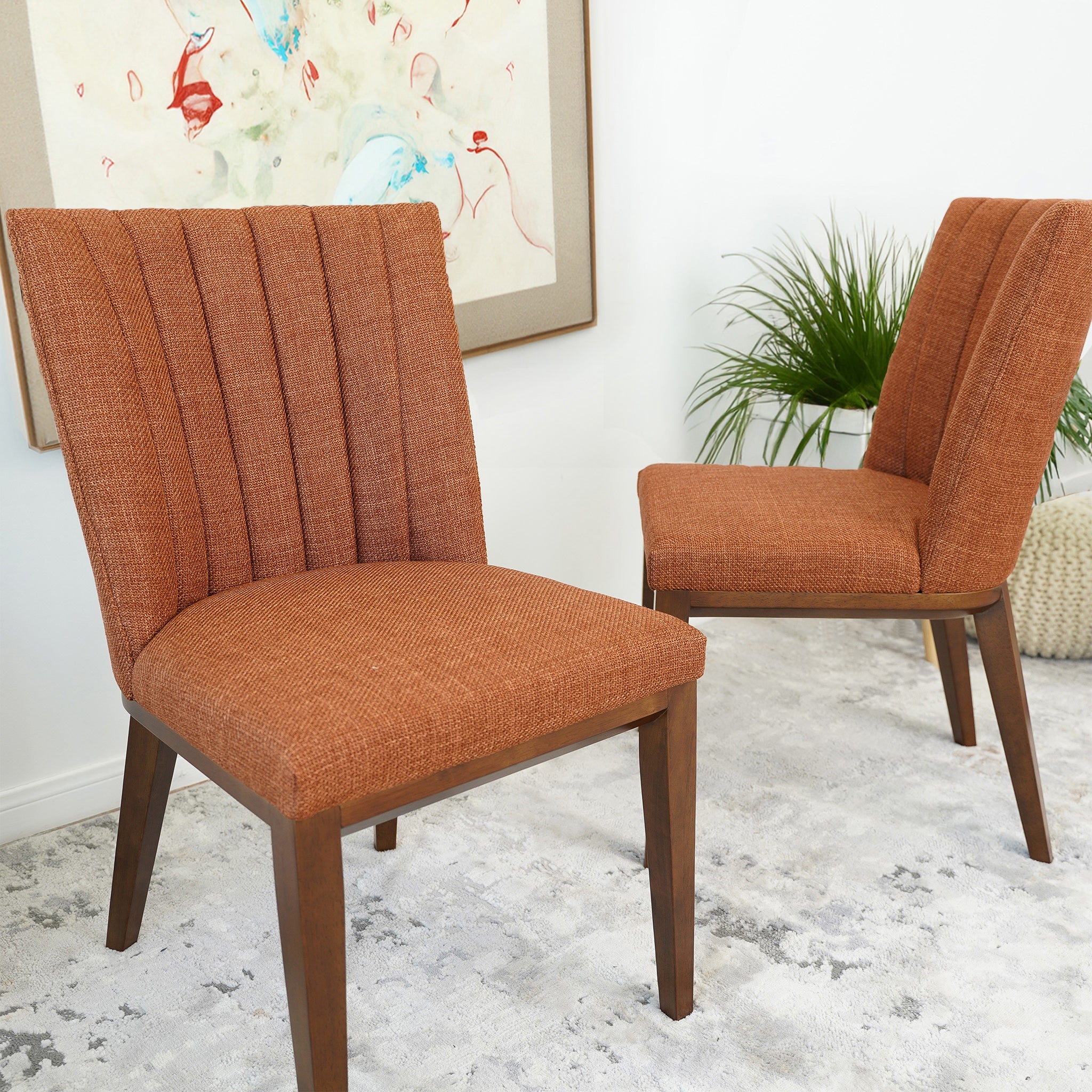 Elmwood Orange Fabric Dining Chair (Set Of 2)