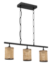 Elysian Three Lights Island With Natural Rattan Shade Farmhouse Chain Ceiling Lamp