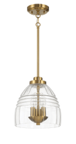 Ember Three Candle Lights Chain Pendant With Clear Glass - Satin Brass
