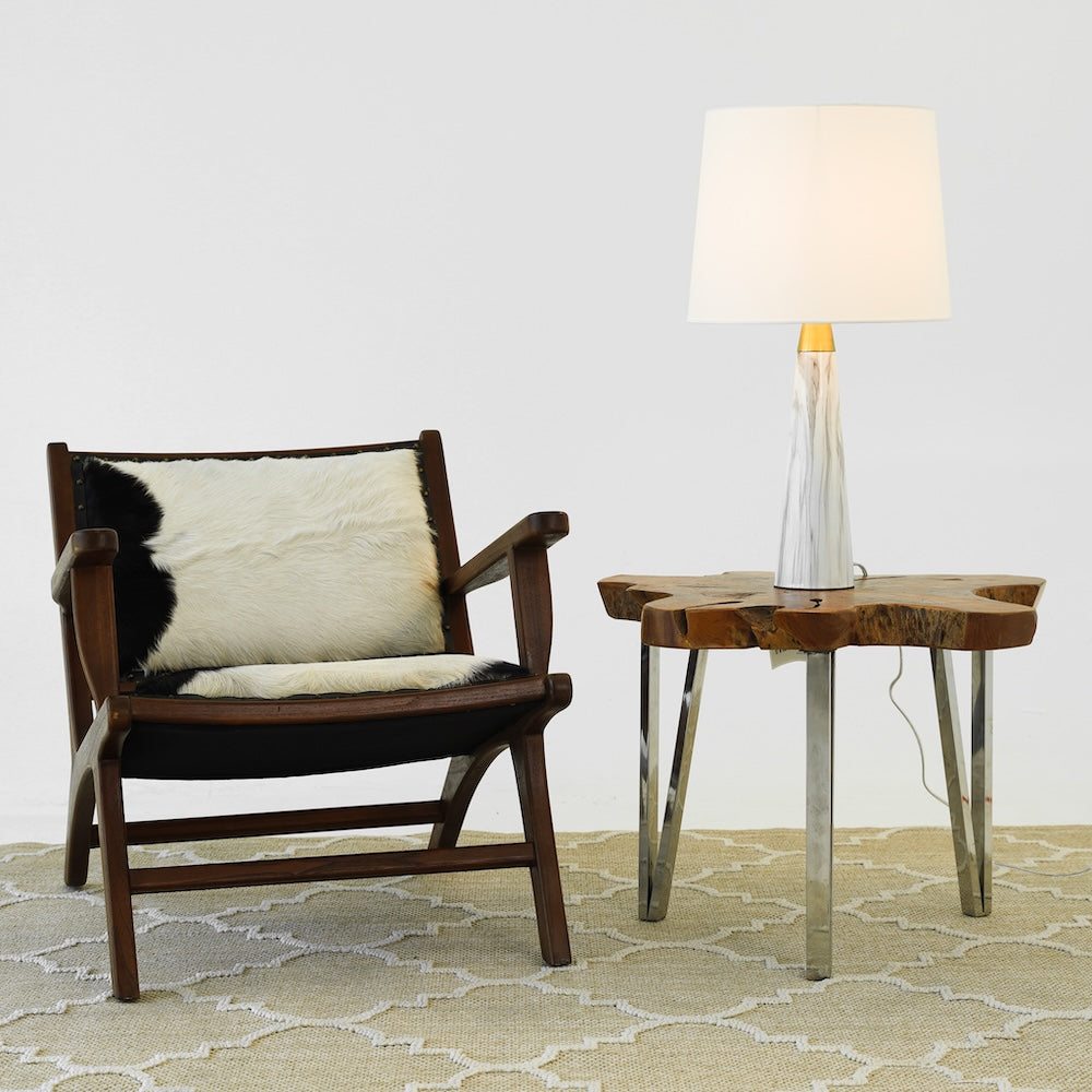 Enclave Hydro Black Table Lamp with On/Off Switch Faux Marble Base Fabric Shade