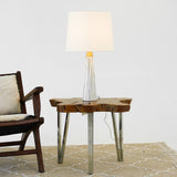 Enclave Hydro Black Table Lamp with On/Off Switch Faux Marble Base Fabric Shade