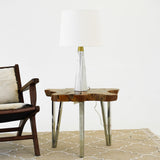 Enclave Hydro Black Table Lamp with On/Off Switch Faux Marble Base Fabric Shade